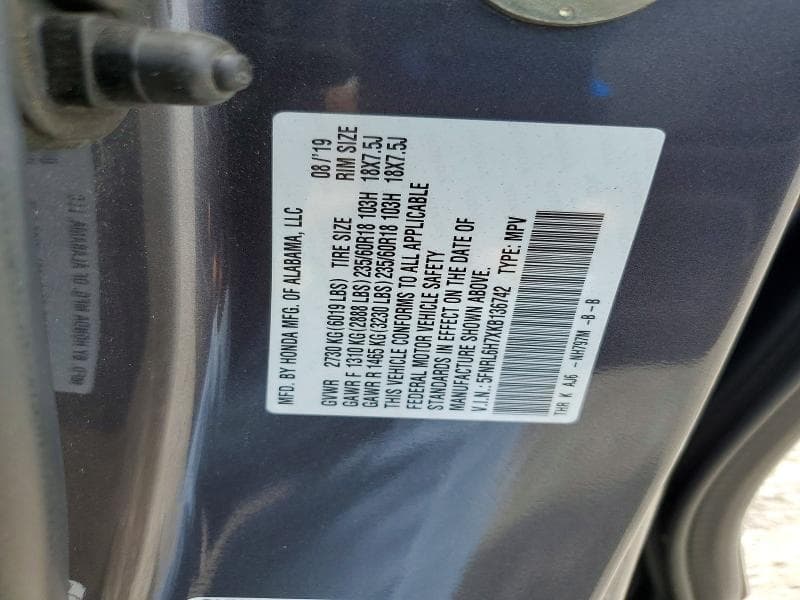 2019 HONDA ODYSSEY EXL 13