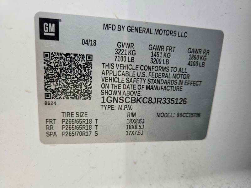 2018 CHEVROLET TAHOE C1500 LT C1500 LT 13