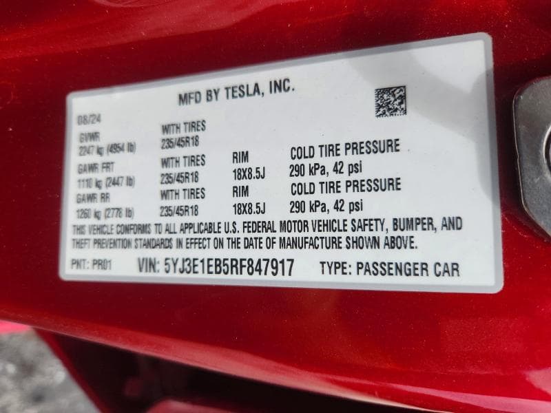 2024 TESLA MODEL 3 12
