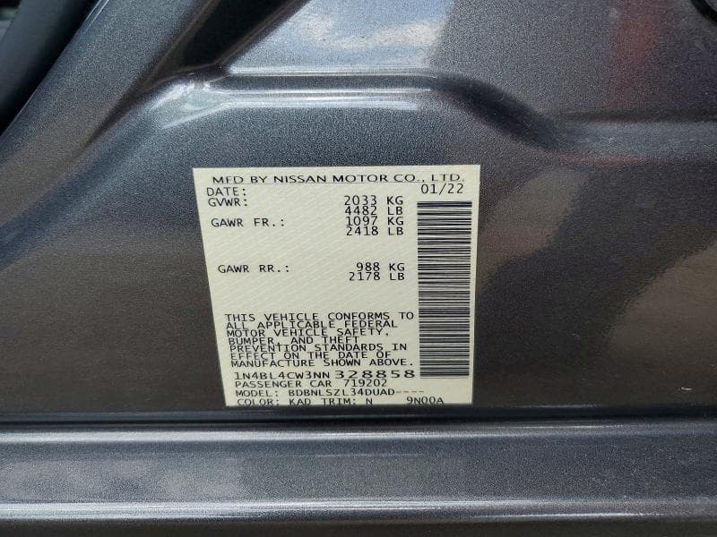 2022 NISSAN ALTIMA SR 12