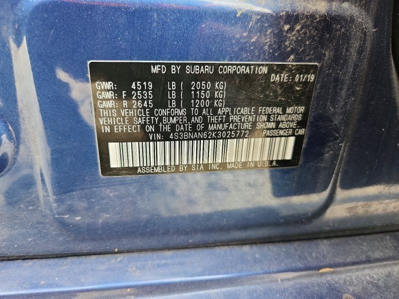 2019 SUBARU LEGACY 2.5I LIMITED 2.5I LIMITED 13