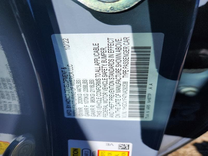 2022 HONDA ACCORD SPORT SE SPORT SE 12