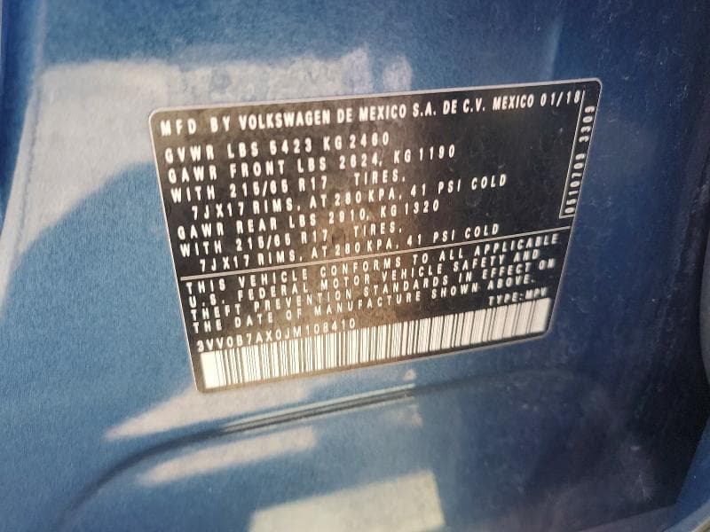 2018 VOLKSWAGEN TIGUAN S 12