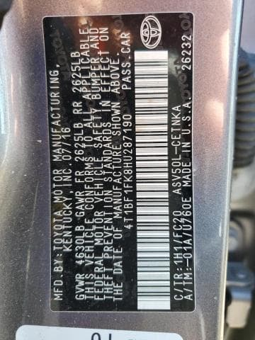 2017 TOYOTA CAMRY LE LE 12