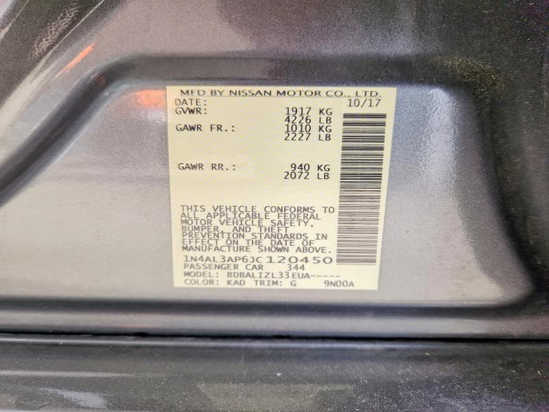 2018 NISSAN ALTIMA 2.5 SV 2.5 SV 12