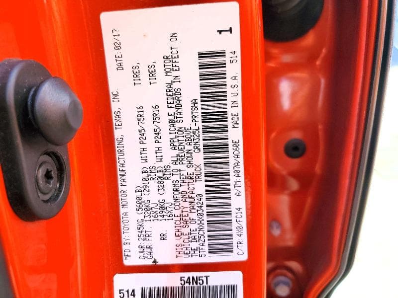 2017 TOYOTA 3RDSEAT 12