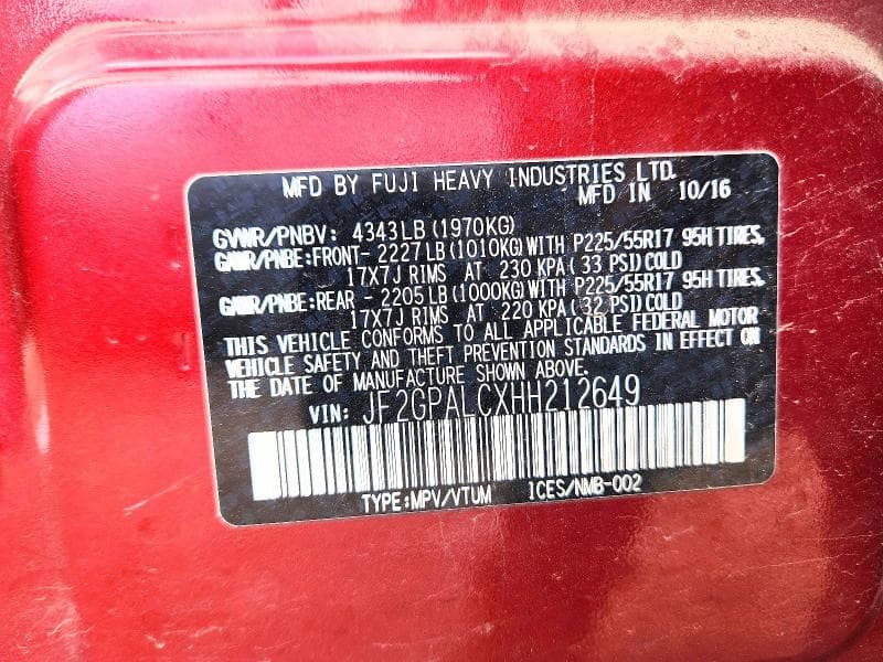 2017 SUBARU CROSSTREK LIMITED LIMITED 12