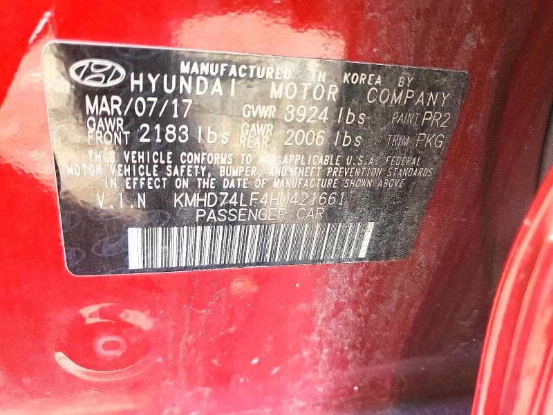 2017 HYUNDAI ELANTRA SE 12