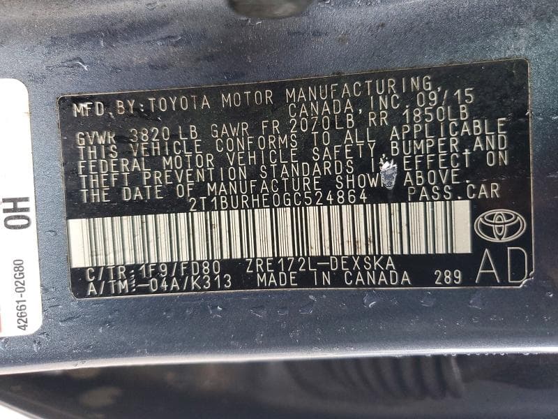 2016 TOYOTA COROLLA S PLUS 13