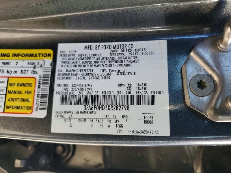 2019 FORD FUSION SE SE 12
