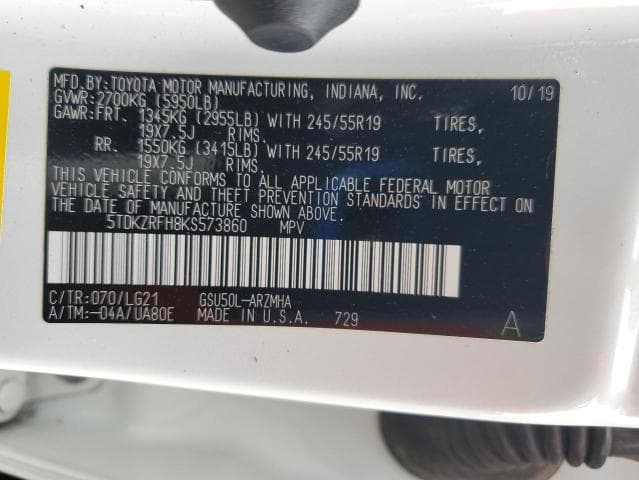 2019 TOYOTA HIGHLANDER SE 14