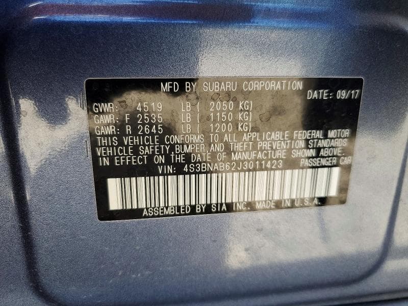 2018 SUBARU LEGACY 2.5I 12