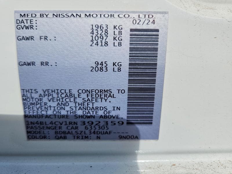 2024 NISSAN ALTIMA SR SR 13