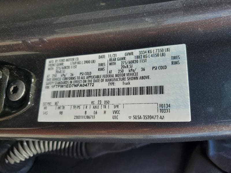 2022 FORD F150 SUPERCREW 12