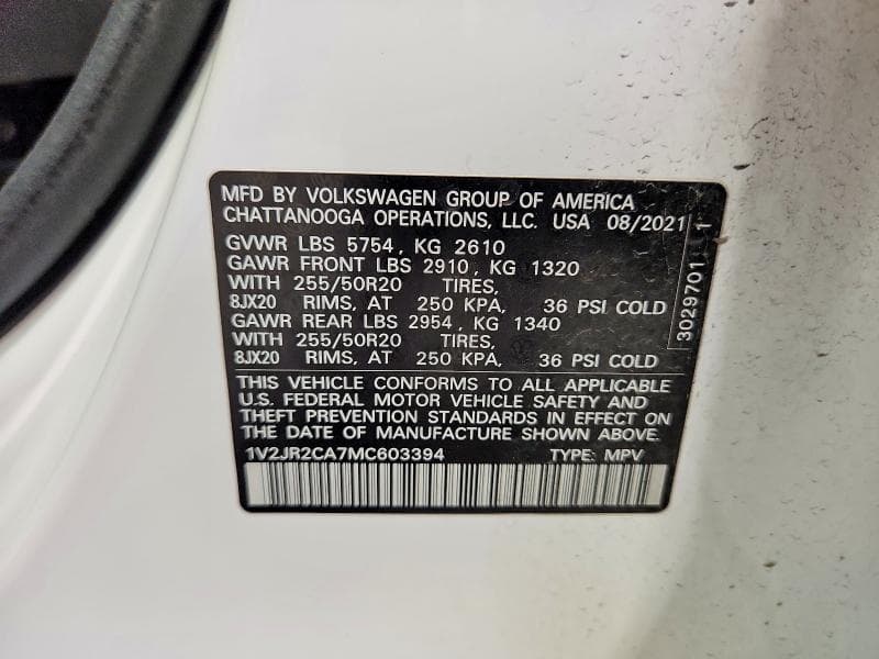 2021 VOLKSWAGEN ATLAS SE 13
