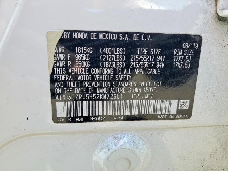 2019 HONDA HR-V EX 13