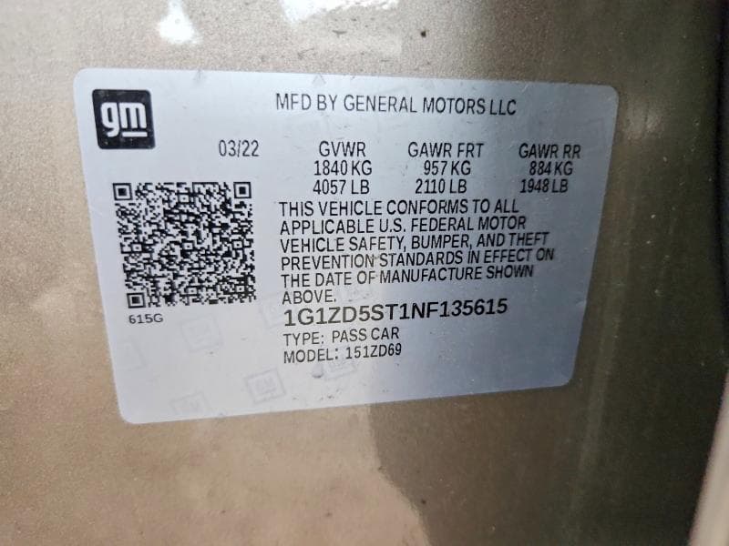 2022 CHEVROLET MALIBU LT LT 12