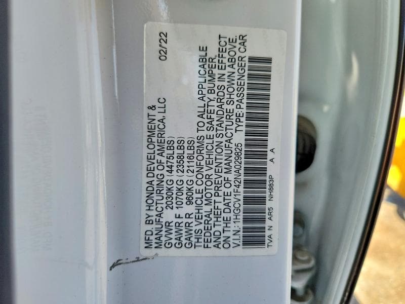 2022 HONDA ACCORD SPORT SE 12