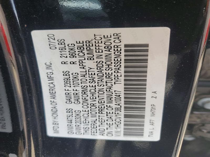 2020 HONDA ACCORD SPORT SPORT 12