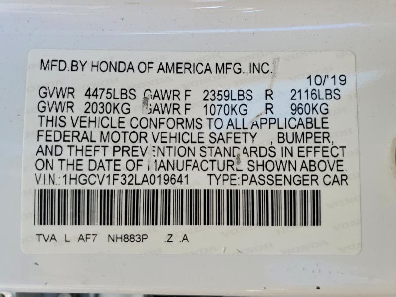 2020 HONDA ACCORD SPORT SPORT 12