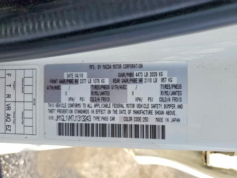 2018 MAZDA 6 TOURING 12