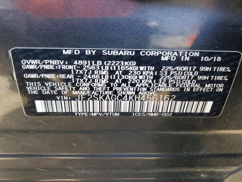 2019 SUBARU FORESTER PREMIUM 14