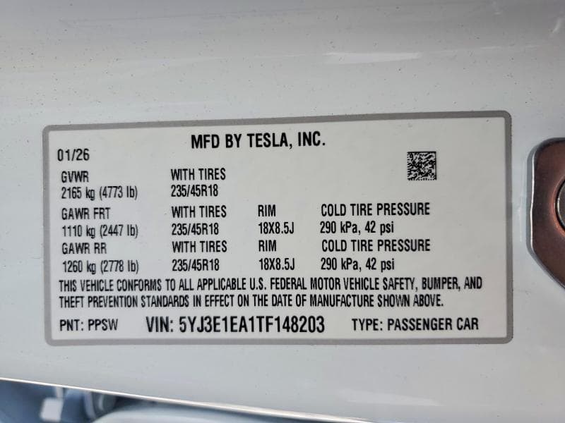 2026 TESLA MODEL 3 12