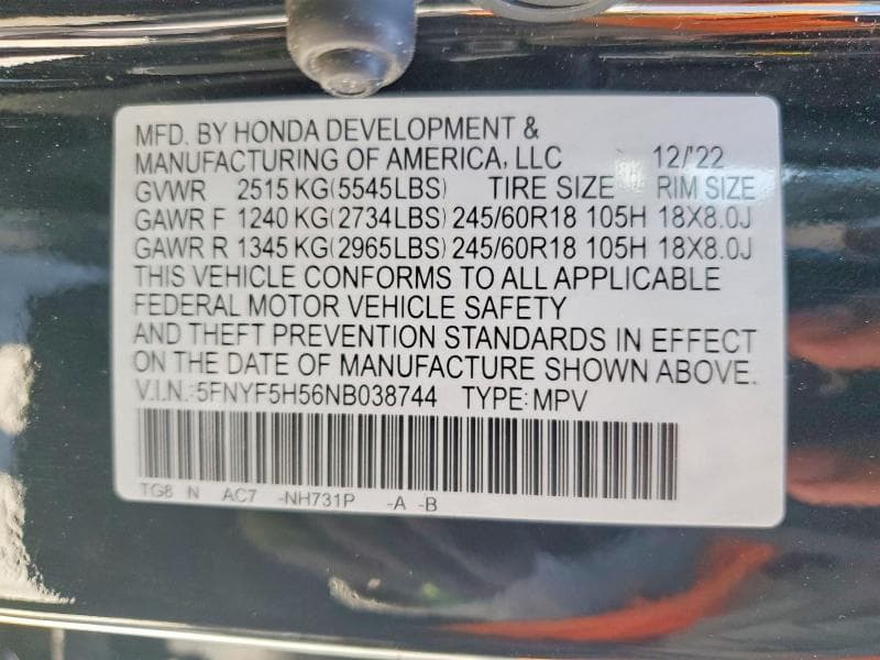 2022 HONDA PILOT EXL EXL 13