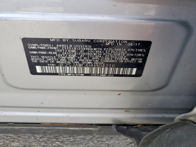 2017 SUBARU FORESTER 2.5I TOURING 2.5I TOURING 12