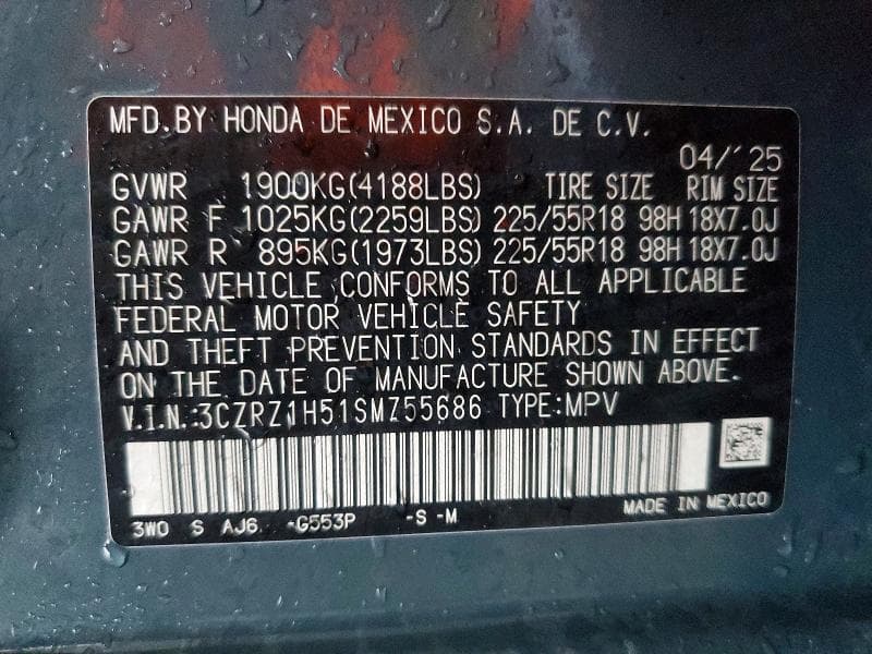 2025 HONDA HR-V SPORT SPORT 14