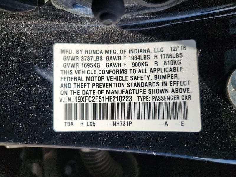 2017 HONDA CIVIC LX 12