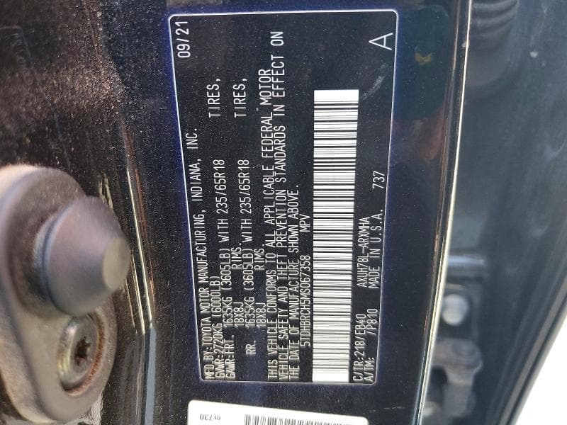 2021 TOYOTA HIGHLANDER HYBRID XLE 12