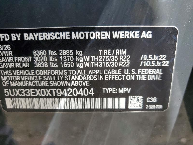 2026 BMW X6 XDRIVE40I XDRIVE40I 12