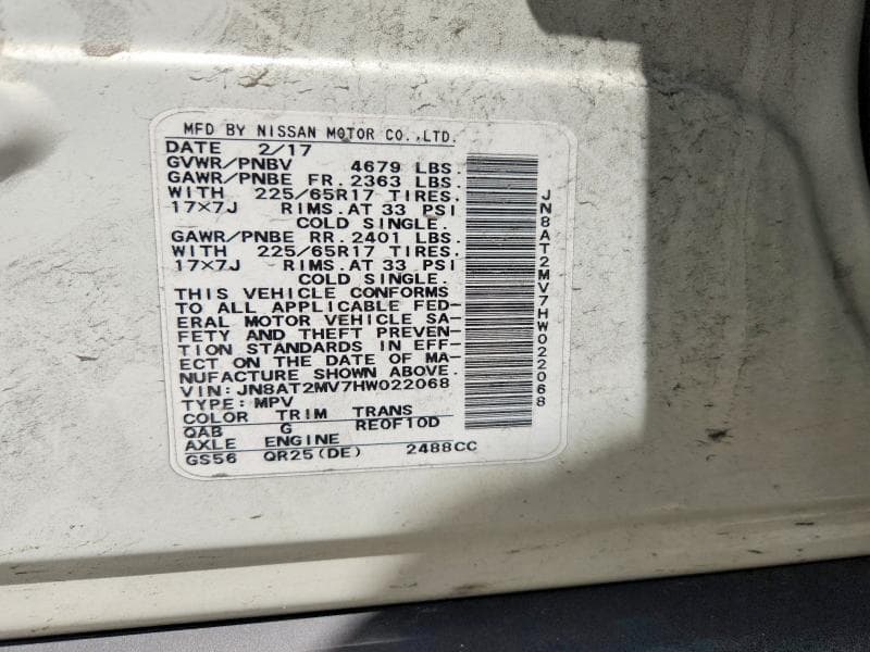 2017 NISSAN ROGUE SV 13