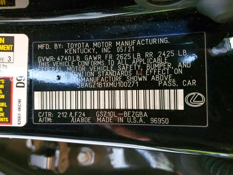 2021 LEXUS ES 350 F SPORT 12