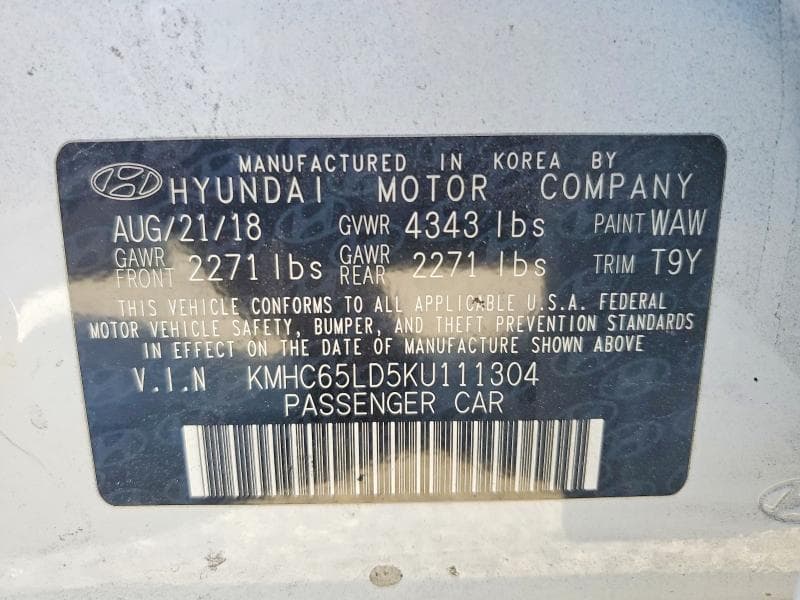 2019 HYUNDAI IONIQ PLUG-IN HYBRID BASE 13