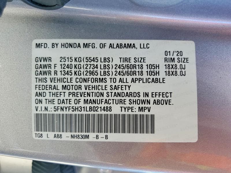2020 HONDA PILOT EX 14