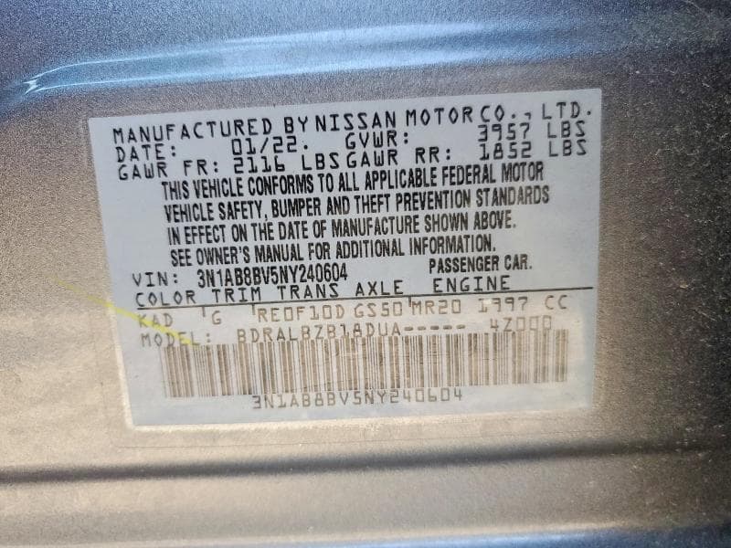 2022 NISSAN SENTRA S S 12