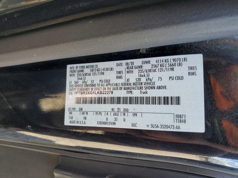 2020 FORD TRANSIT T-250 10