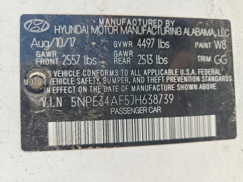 2018 HYUNDAI SONATA SEL SEL 12