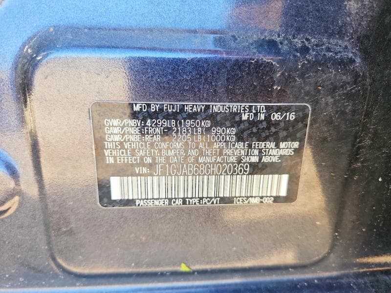 2016 SUBARU IMPREZA PREMIUM PREMIUM 12