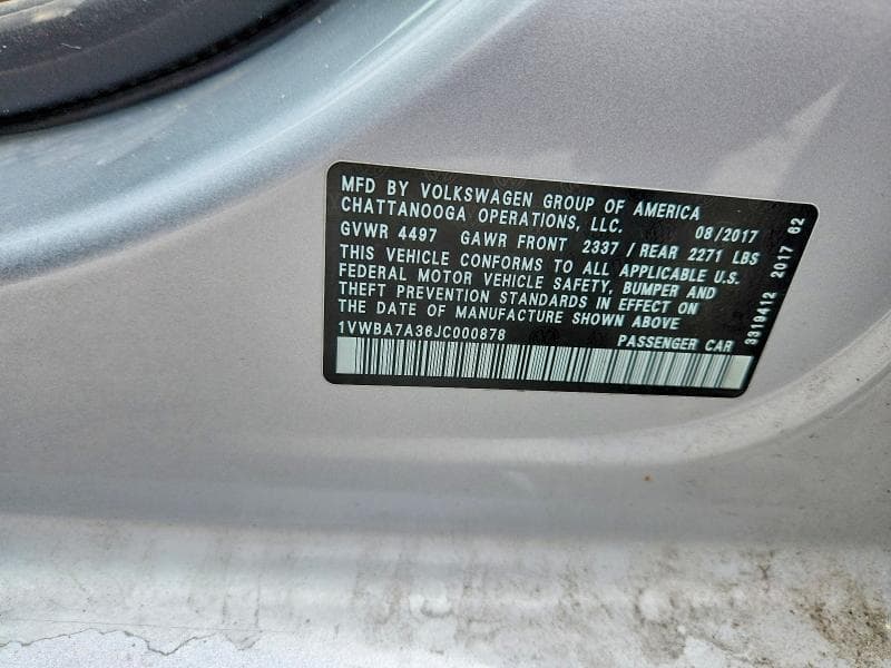 2018 VOLKSWAGEN PASSAT SE SE 12