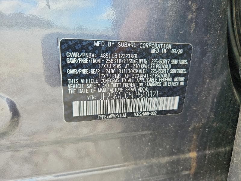 2020 SUBARU FORESTER PREMIUM PREMIUM 12