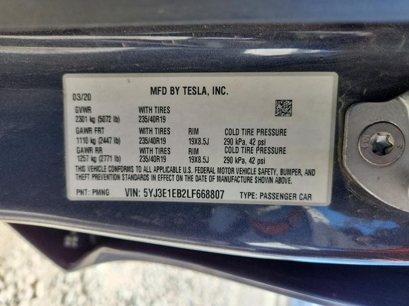 2020 TESLA MODEL 3 12