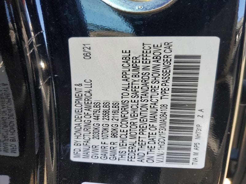 2021 HONDA ACCORD SPORT 12