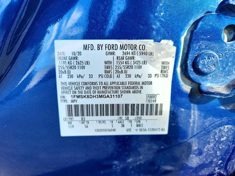 2021 FORD EXPLORER XLT XLT 12