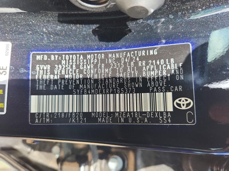 2024 TOYOTA COROLLA LE 12
