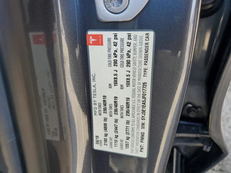 2018 TESLA MODEL 3 12