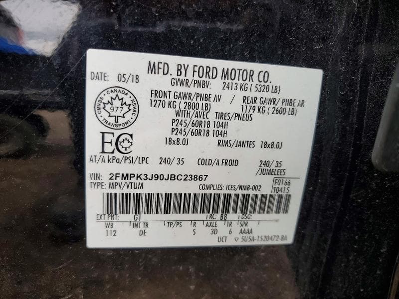 2018 FORD EDGE SEL 14