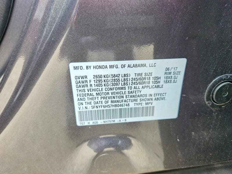 2017 HONDA PILOT EXL 13